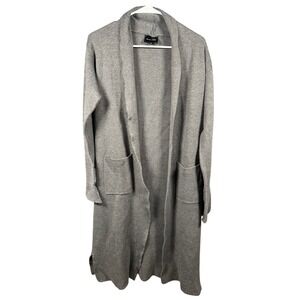 Line and Dot Grey Open Front Duster Cardigan Sweater LJ9474L Womens XS Longline